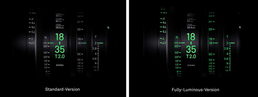 Leuchtee Skalen von Sigma Cine Objektiven